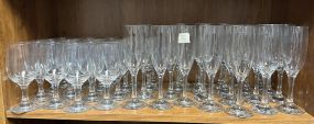 Large Set of Clear Glass Stemware