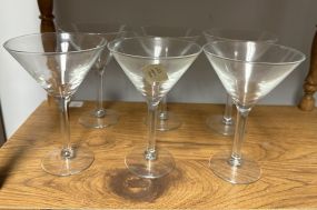 6 Clear Glass Martini Glasses
