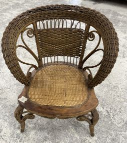 Worn Wicker Childs Victorian Style Chair