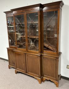 Antique Reproduction Georgian Style Mahogany Breakfront