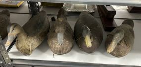 Four Antique Collectible Wood Carved and Cardboard Decoys