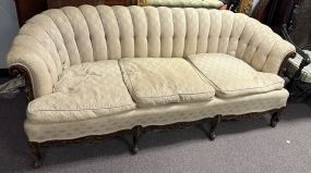 Vintage French Upholstered Three Cushion Sofa