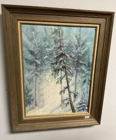 Signed Betty Hamilton Snowfall Landscape Painting