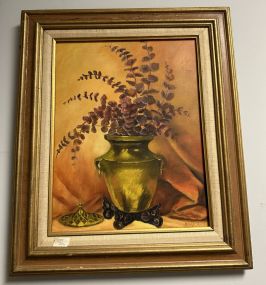 Signed Betty S. Still Life Painting of Vase