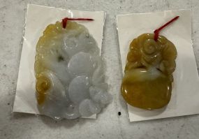 2 Jade Carved Pendants