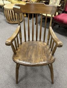 Vintage Worn Oak Spindle Arm Chair