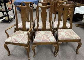 6 Mid Century Queen Anne Oak Dining Chairs