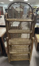Worn Wicker Style Folding Shelf