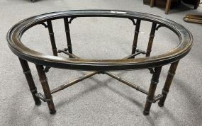 Late 20th Century Oak Bamboo Style Oval Coffee Table