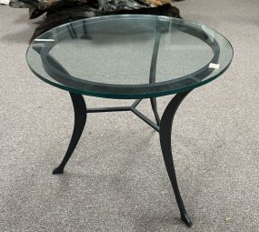 Contemporary Round Glass Top Side Table