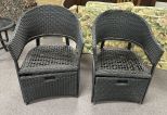 Pair of Resin Wicker Patio Chairs