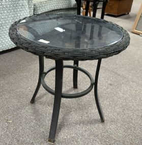 Resin Wicker Glass Top Side Table