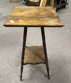 Vintage Oak Square Pedestal Table