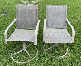 Pair of Vintage White Metal Arm Chairs
