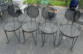 Four Black Wrought Iron Ice Cream Chairs