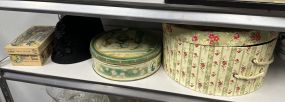 Scala Pronto Cloche Felt Hat, Hat Box, Southern Biscuit Tin and Mother Goose Shoe Box