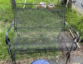 Black Wrought Iron Outdoor Settee