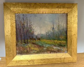 Betty Hamilton Landscape Deer Painting