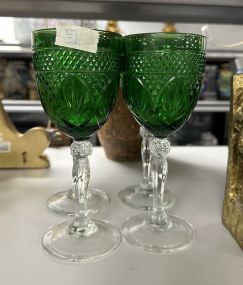 Four Cristal D Arques Durand Emerald Water Goblets