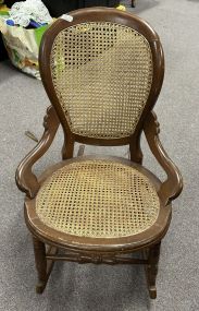Victorian Style Mahogany Caned Rocker