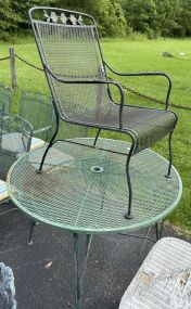 Wrought Iron Round Pedestal Table and Chair
