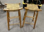 Pair of Late 20th Century Woven Seated Bar Stools