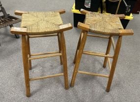 Pair of Late 20th Century Woven Seated Bar Stools
