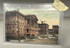 Rare c1910 Postcard of Courthouse Post Office Bank of Jackson MS