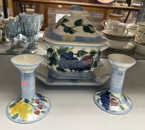 Gail Pittman Tureen, Platter, and Candle Holders