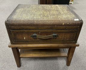 Worn Caned Style Side Table