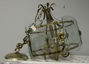 Hollywood Regency Style Brass and Glass Light Fixture