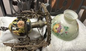 Antique Porcelain Oil Lamp Light Fixture