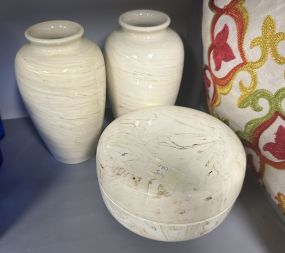 Flavia Montelupo Italy Covered Trinket Dish and Vases