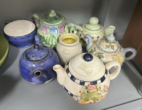 Collection of Hand Painted Ceramic Tea Pots