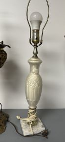 1960s Frosted White Glass Vase Lamp