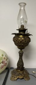 Pierced Gilt Brass Cloisonne Banquet Lamp