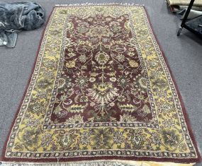 India 4'11 x 7'8 Red Area Rug