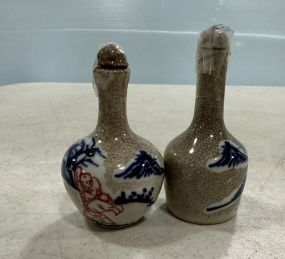 3 1/2 Antique Chinese Blue Tan Snuff Bottles
