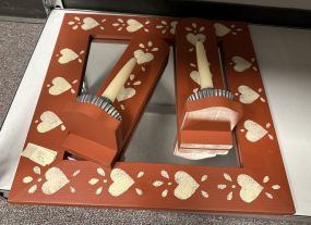 Stenciled Wall Mirror with Matching Sconces