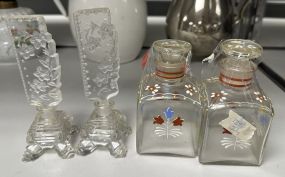 Two Sets of Vintage Glass Perfume Bottles
