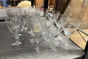 Group of Etched Wine Stems