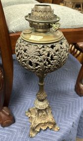 Vintage Ornate Metal Oil Lamp