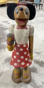 Large Hand Carved Minnie Mouse Sculpture
