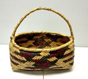 Choctaw Basket Hand Woven and Hand Cut Cane Gathering Basket
