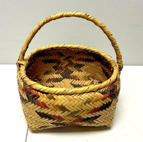 Choctaw Basket Hand Woven and Hand Cut Cane Gathering Basket