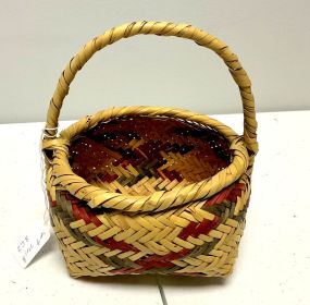 Choctaw Basket Hand Woven and Hand Cut Cane