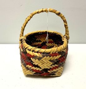 Choctaw Basket Hand Woven and Hand Cut Cane