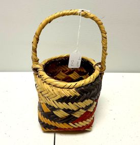 Choctaw Basket Hand Woven and Hand Cut Cane