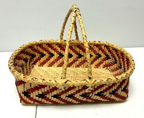 Choctaw Basket Hand Woven and Hand Cut Cane