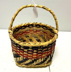 Choctaw Basket Hand Woven and Hand Cut Cane